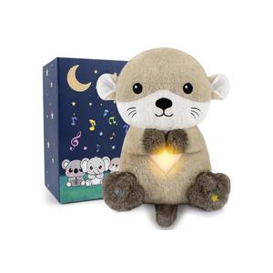 BRICHOEE Breathing Stuffed Animal, Soothing Otter Stuffed Animal with Breathing Motion, Calming Sound and Light for Baby Sleep Companion Portable Plush Toy Gifts for Kids Newborns, 10"L x 7"W x 5"H