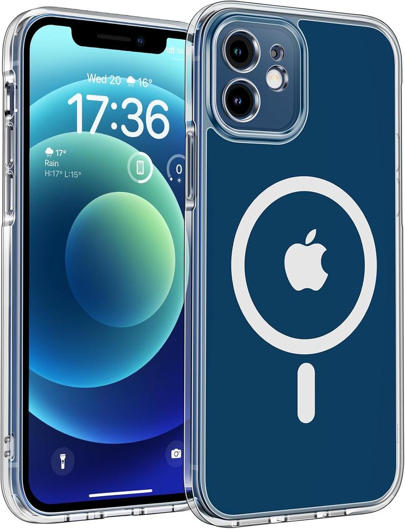 TOCOL Magnetic for iPhone 12 Case Clear, Upgraded Full Camera Protection, Compatible with Magsafe, Drop Protection, Phone Cover for iPhone 12 6.1 inch (Clear)