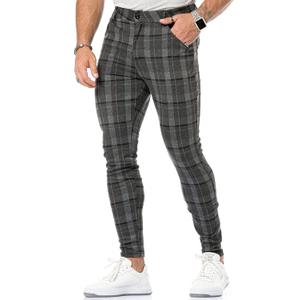 CANGHPGIN Men's Stretch Dress Pants Slim Fit Flat Front Slacks Tapered Casual Pants (L)