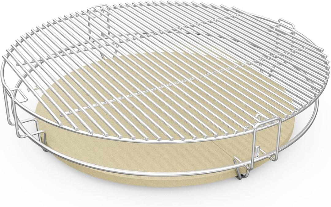 onlyfire BBQ Cooking Grate System Flexible Cooking Rack with Heat Deflector, Fits for Kamado Joe Big Joe 24-inch Charcoal Grills