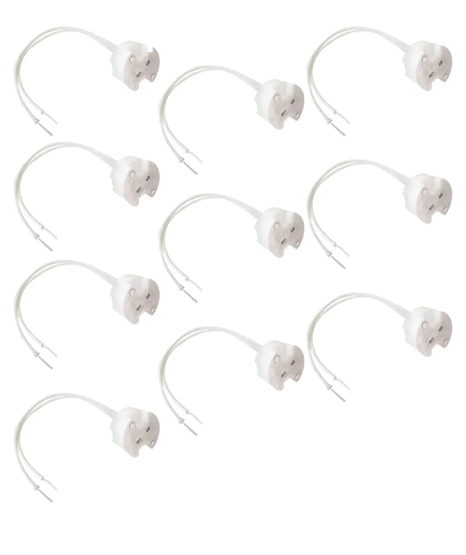 10PCS LED Halogen Ceramic Cable Connector Base Socket Adaptor G4 Lamp Socket 10cm White Silicone Lamp Head Cord for Pendant Wall Lamp Landscape Lamp and Table Lamp