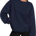 Zeagoo Womens Sweatshirt Long Sleeve Color Block Fleece Hoodies Fall Casual Crewneck Pullover Tunic Tops 2024 (Small, Navy)