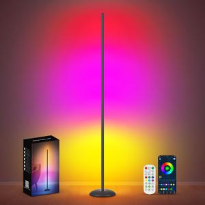 Corner Floor Lamp, Smart RGB LED Corner Lamp with App & Remote, Modern Floor Lamp with 16 Million Colors, Music Sync, Scene Modes, Color Changing Standing Lamps for Living Room, Bedroom