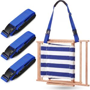 Sanwuta 3 Pcs Adjustable Beach Chair Carry Strap Camping Chair Straps for Shoulder Folding Beaches Backpacking Foldable Bikes (Royal Blue), 1.5 inches wide