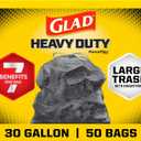 Glad Large 30 Gallon Trash Bags, Unscented Heavy Duty Garbage Bags, Forceflex with Drawstring, 50 Count 