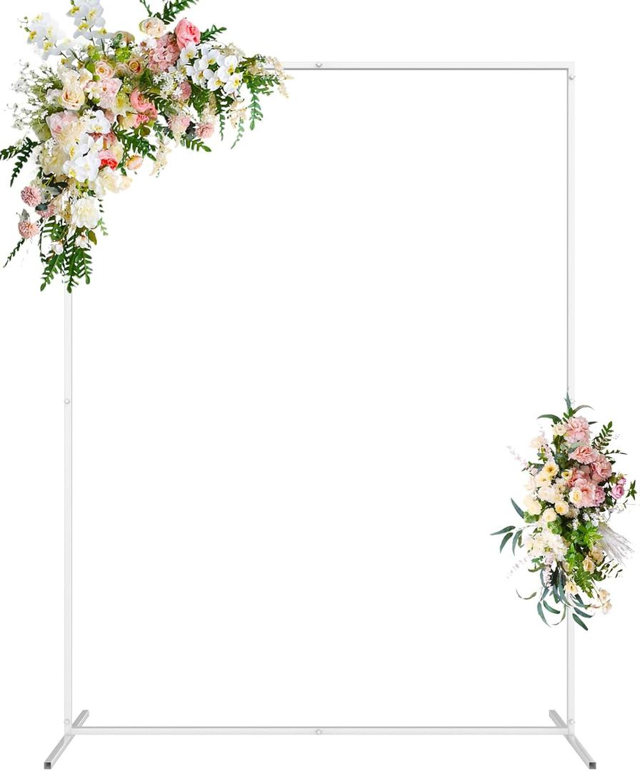 Wedding Arch Backdrop Stand 6.6x5 FT Square Wedding Arches for Ceremony White Metal Arch Stand for Wedding Bridal Shower Birthday Party Garden Floral Wedding Arbor Anniversary Event Decor