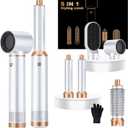 5 in ONE Hair Dryer Brush, Blow Dryer Curling Wand Hair Styling Tools Set, Ionic Hot Air Brush Round Brush Blow Dryer, Left&Right Styler 100-120V