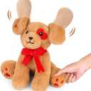 Valentines Plush-Love Dog Stuffed Animal Interactive Stuffed Dog Toy with Air Pump to Make Ears Stand Up, Funny Birthday Party Decoration Gifts for Kids Girlfriend Lover