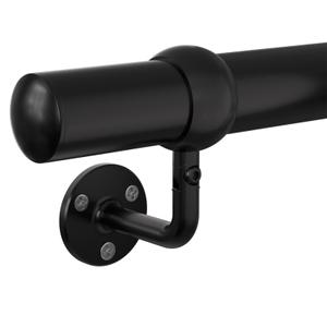 Stair Handrail Kit 6FT, Stainless Steel 304 Wall Mount Railing System, 1-11/16 Inch Pipe Secure Grab Hand Rail for Staircase Indoor House Decor Outdoor, Industrial Modern Style - Black