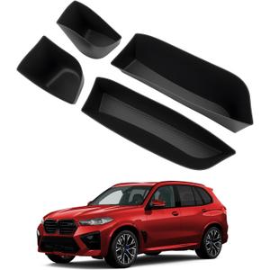 Utiiy Front Door Side Organizer for 2019-2024 BMW X5 Side Storage Box Car Slot Tray Organizer Black for 2019 2020 2021 2022 2023 2024 BMW X5 Accessories, 4PCS(BMWX5, Front Door)