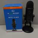 Logitech Creators Blue Yeti USB Microphone for PC, Mac, Gaming, Recording, Streaming, Podcasting, Studio and Computer Condenser Mic with Blue VO!CE effects, 4 Pickup Patterns, Plug and Play - Blackout