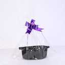 TORMAYS HOME Decorative Small Gift Basket with Ribbon and Bag, 12"x8"x5" Cotton Rope Woven Storage Bin, Newborn Gift Basket, Nursery Room Organizer  White (Black)