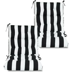 High Back Chair Cushions Set of 2, Adirondack Chair Cushion with Waterproof, Rocking Chair Cushion for Outdoor Patio, Garden Porch 45x 22x 4 (2, Black and White B), Standard
