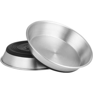 Stainless Steel Cat Bowls,Whisker Friendly Shallow Cat Dishes for Food and Water,Non-Slip Silicone Bottom,Heavy Duty,Replacement Kitten Metal Plate for Elevated Stands, 2 Pack