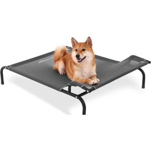 Sweetnight Elevated Dog Bed with Headrest for Large Dogs | Waterproof Raised Dog Cot for Outdoor - 43inch Heavy Duty Steel Frame Dog Bed&Easy AssemblySupports 66-88 lbs, L (Grey)