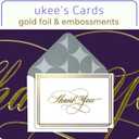 ukee's Thank You Cards with Envelopes 100-Pack, Blank Inside 4-Color Embossed Gold Foil Script Thank You Notes with Matching Stickers, for Small Business Graduation Wedding Baby Shower Funeral, 3.5"x 5"