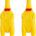 2 Pcs Large Rubber Chicken, Screaming Dog Toys, Yellow Squawking Squeaky Toy, Prank Noise Maker 12 Inch
