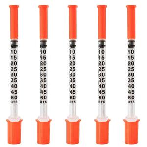 U-100 0.5cc/ml Syringes 31G 5/16 inch(8mm) needles Individual Pack of 36