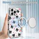 OKBUOK for iPhone 16 Pro Max Case [Compatible with Magsafe],Girls Women Clear Magnetic Case Silicone Shockproof Protective Cover with Pattern Pink Cherry Bow