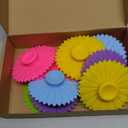 Hoolerry 12 Sets Silicone Cup Covers Multicolored Silicone Cup Lids Mug Cover Outdoor for Hot Drinks, Tea, Coffee, 6 Colors(Sunflower,Bright Color)