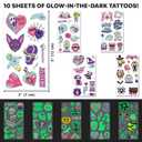 5 x X-Protector Halloween Tattoos for Kids - Giant Pack of Temporary Tattoos - Fake Halloween Tattoos Gifts - Glow in the Dark Spooky Party Favors - Bulk Halloween Goody Bag Fillers!