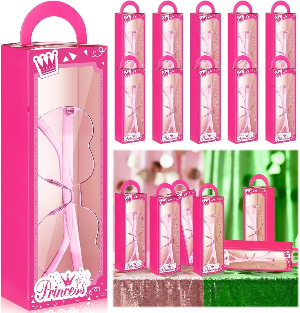 ReliThick 20 Set Pink Girls Party Favor Boxes Pink Doll Gift Goodie Boxes with Heart Shaped Sunglasses Candy Treat Bags for Girls Women's Birthday Bachelorette Party Decorations Supplies