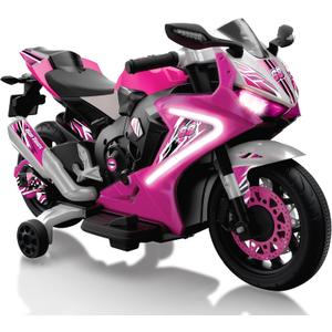 Kid Trax 6V Glow Electric Toddler Kids Motorcycle - Toddler Bike, Indoor/Outdoor Toys, Durable, LED Headlights and Body Light, Realistic Sounds, Kids Ride On Toys, Max Weight 65lbs, Ages 3-6, Pink