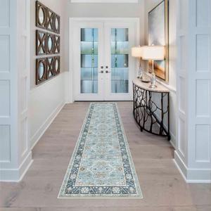 YOUFORTONG 2x7 Runner Rus for Hallways Soft Kitchen Rug Non Slip Rug Runner with Rubber Backing for Bathroom Washable Non Shedding Farmhouse Runner Rug (Green, 2X7)