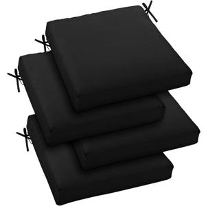 Outdoor Chair Cushions Set of 4, 19" x 19" Waterproof Patio Furniture Cushions with Removable, Machine-Washable, Fade-Resistant Covers  Black, Square