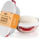 Banneton Bread Proofing Basket,9/10inch Round & Oval Cotton Rope Sourdough Proofing Basket with Liners & Covers,for Bread Making Baking Fermentation (2 Pack)