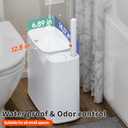CTIME Bathroom Trash Can Set - Narrow White Plastic Small Trash can, a Toilet Wand, Toilet Brush Holder and 36 Refills, 2 Gallon Trash can with pop-up lid, Suitable for bathrooms and Small Toilets.