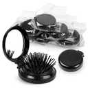 Mini Folding Hair Brush with Mirror - 50 Pack Pocket Travel Brush for Girls, Black