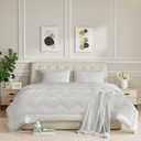 Queen Size Duvet Insert - All Season 100% Cotton Shell Comforter - Quilted Fluffy Down Alternative Duvet Insert - Light Gray - Soft Breathable & Lightweight with 4 Corner Tabs