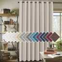 H.VERSAILTEX Wide Blackout Room Darkening Rich Quality of Textured Linen Patio Door Curtains Home Fashion Window Panel Drapes with 16 Grommets - 100 inch Wide by 96 inch Long - Heather Ivory