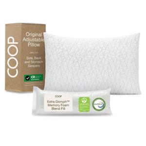 Coop Home Goods Original Adjustable Pillow, Queen Size Bed Pillows for Sleeping, Cross Cut Memory Foam Pillows - Medium Firm Back, Stomach and Side Sleeper Pillow, CertiPUR-US/GREENGUARD Gold