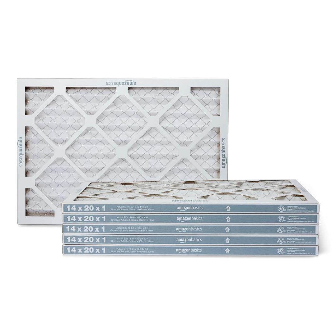 Amazon Basics Merv 5 AC Furnace Air Filter 14x20x1 inches, Pack of 6 (Actual size: 13.75" x 19.75" x 0.75")