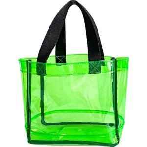 TotePrint Clear 1Packs Small Tote Work Bag,Gift Wrap Handbag for Bridal and Birthday Party,Travel Makeup Pouch with Handle (1pcs-green)