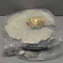 11.8" Metal Wall Decor Pack of 3, Floral Wall Art Decor Wall Sculptures Modern Accent, Wall Hanging Decorations for Home Office Dining Room Bedroom Living Room Blue Kitchen Wall Decor, White and Gold