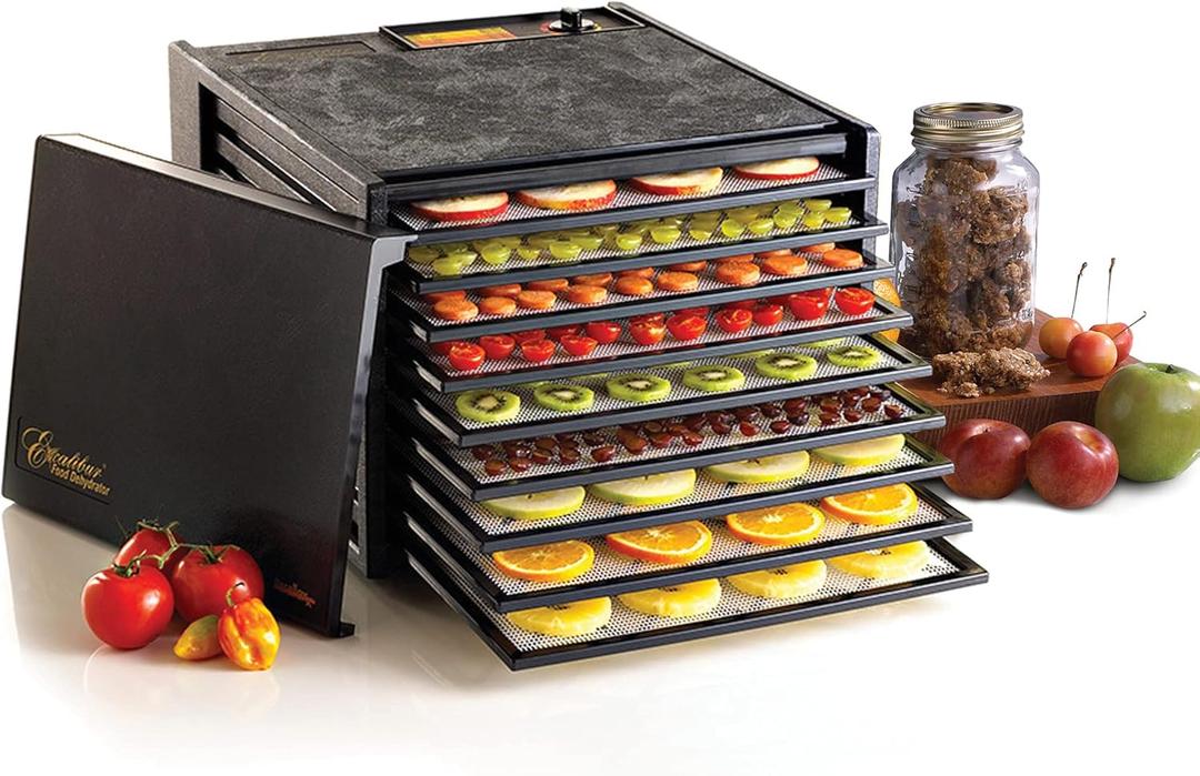 Excalibur Electric Food Dehydrator Machine 9-Tray with Adjustable Thermostat, Accurate Temperature Control and Fast Drying with 15 Square Feet of Drying Space, 600-Watts, Black