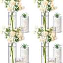Nuogo 12 Pcs Plastic Cylinder Vases Tall Plastic Flower Vases for Centerpieces Hurricane Candle Holder for Home Wedding Office Party Formal Dinners Decorations (4''/6''/8'')