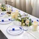 WELLIFE 700 Pcs Blue Plastic Plates for 100 Guests - Plastic Dinnerware Set, Party Supplies Includes 200 Blue Disposable Plates,300 Silverware,100 Napkins,100 Cups