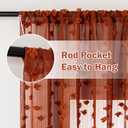 MYSKY HOME Terracotta Boho Sheer Curtains with Pom Poms 84 Inches Long Burnt Orange Rust Colored Rustic Farmhouse Bohemian Drapes for Bedroom Living Room Window, Rod Pocket, 52" Wide, 2 Panels