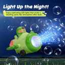 Bubble Machine Gun for Toddlers, LED Airplane Bubble Machine Gun for Kids, Bubble Toys with DIY Sticker Bubble Solutions for Outdoor Party Birthday Summer Fun (Green)