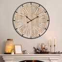 EMAX HOME 30 Inch Extra Large Wall Clock - Farmhouse Rustic Wood & Metal Design Silent Non-Ticking Battery Operated Decorative Oversized Clock for Living Room, Kitchen, Office & Bedroom