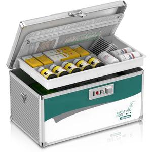 Glosen Medicine Lock Box with Combination Lock,Medication lock boxLarge 14x 8.5 x 7.5 Inch,medical box organizer (Silver) Glosen Medicine Lock Box with Combination Lock,Medication lock boxLarge 14x 8.5 x 7.5 Inch,medical box organizer (Silver)