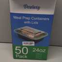 50 Pack (100-Piece) 24 oz Meal Prep Containers Reusable with Lids, Sturdy Leakproof & Food Safe, Microwave, Freezer, Dishwasher Safe Prep Containers, To Go Take Out Plastic Food Storage