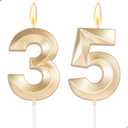 Large 2.76inch Gold Number 35 Candle, 35th Birthday Decorations for Men Women, 35th Birthday Candle for 35 Year Old Birthday Anniversary for Him Her