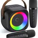 Mini Karaoke Machine, Portable Bluetooth Karaoke Speaker with 2 Wireless Microphones and Party Lights for Kids and Adults, Birthday Gifts for Girls Boys Family Home Party