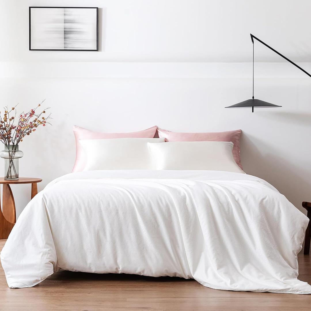 THXSILK 100% Mulberry Silk Filled Duvet Insert Comforter, Grade 7A Natural Mulberry Silk Filled Duvet, Pure Cotton Shell(White), King Size 102in x 91in/260cm x 230cm, Weight 5.29lb/2.4kg, Winter, King(102in x 91in)