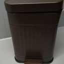 CEROELDA Small Trash Can with Lid-5L/1.3 Gal,Stainless Steel Outdoor Dog Poop Garbage Can-Farmhouse Retro Metal Waste Bin w/Step Pedal for Bathroom Bedroom Office-Soft Close-Brown